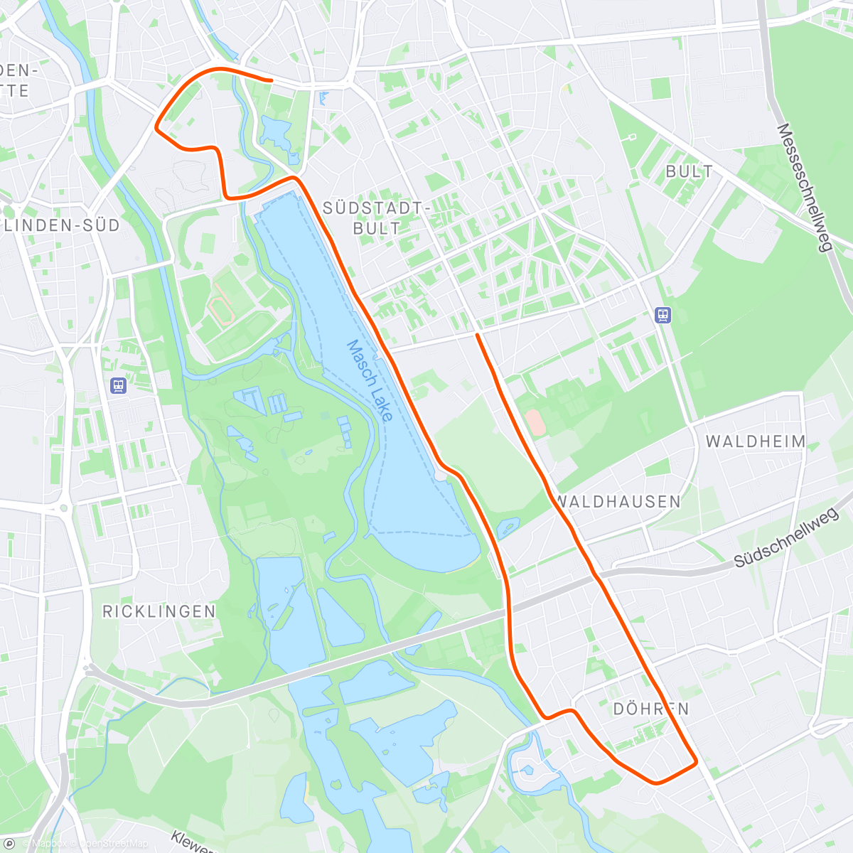 Map of the activity, Marathon Staffel Hannover