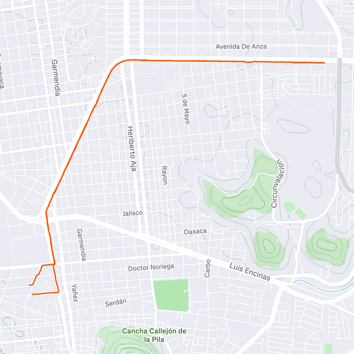Map of the activity, Lunch Run