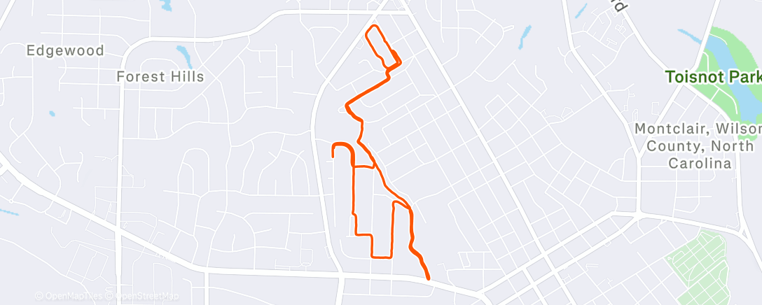 Map of the activity, 4.5mi Easy Run