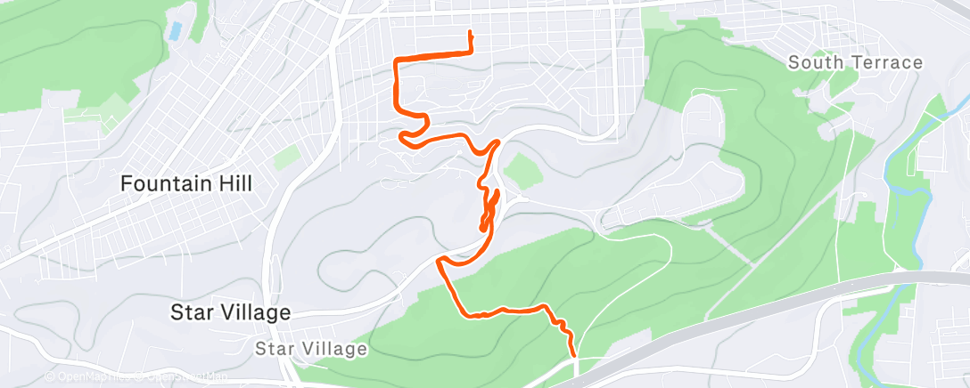 Map of the activity, Afternoon Trail Run