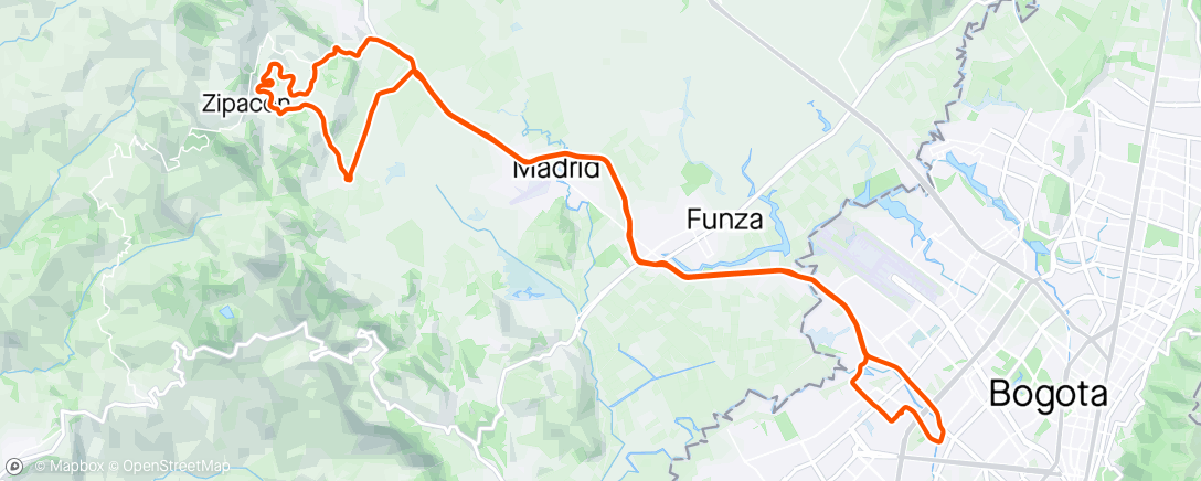 Map of the activity, Bojaca - Vía férrea Zipacon