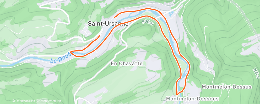 Map of the activity, Course à pied le matin
