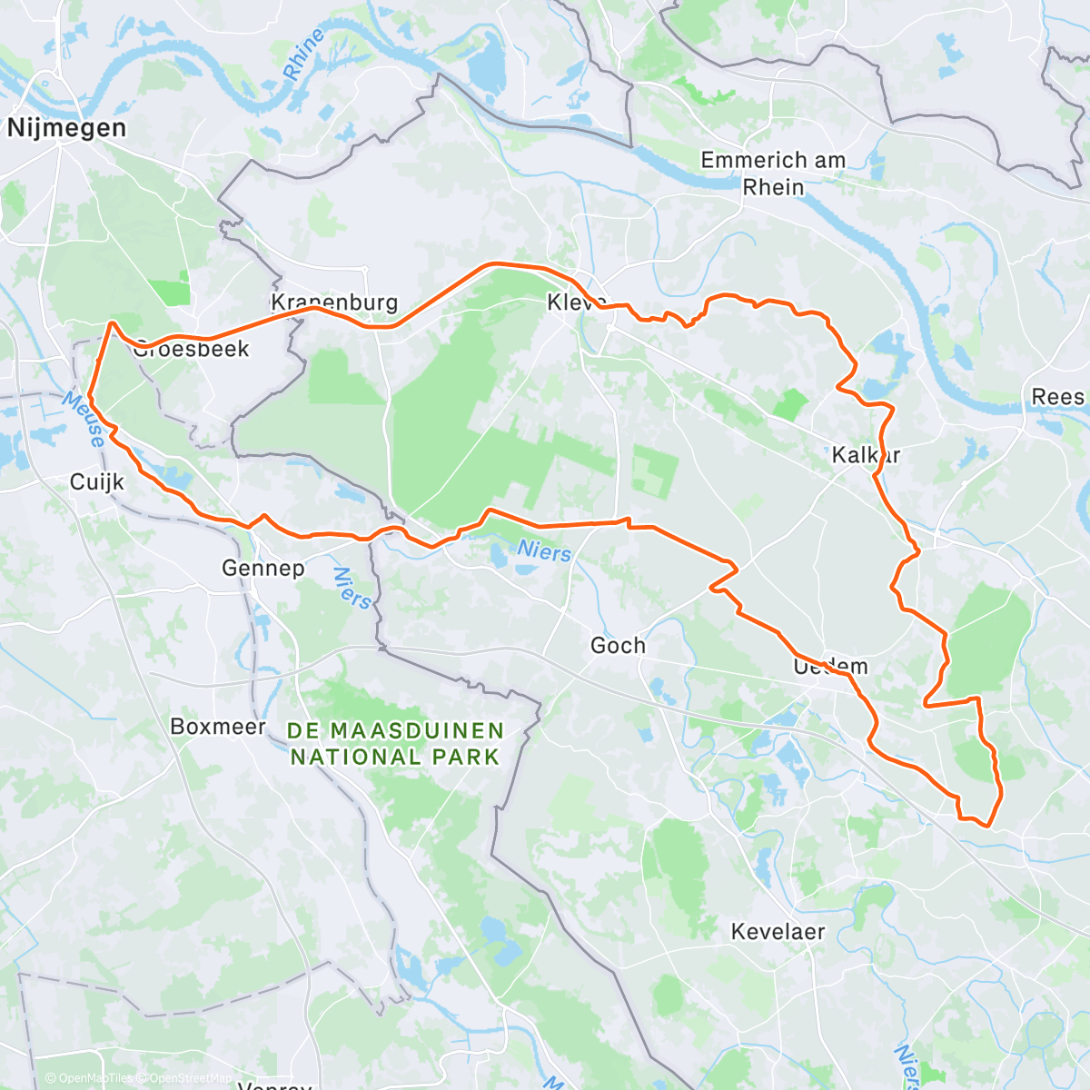 Map of the activity, Zonnige start, mistig einde (Uedem 🔄)