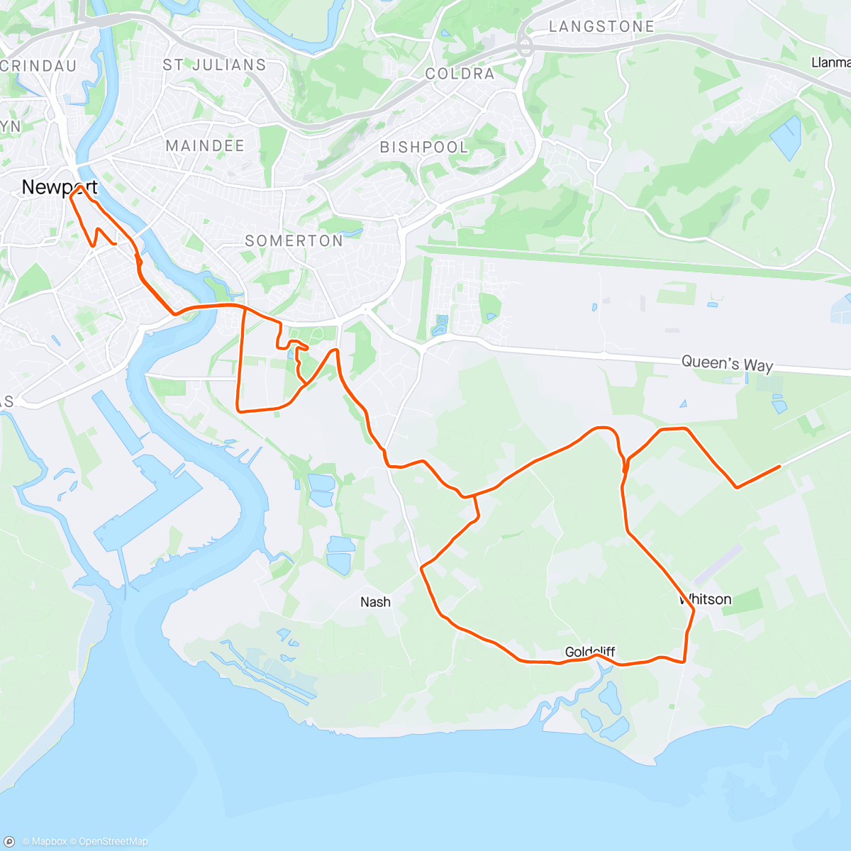 Mapa de la actividad (Newport Marathon - 3.01.51)