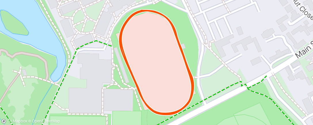 Map of the activity, 5x500m only half session, dicky stomach