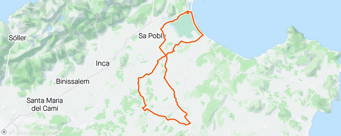 Mapa de la actividad (Mallorca dag 4: Petra-Sineu-runde før Heia-tjeneste på rittet)