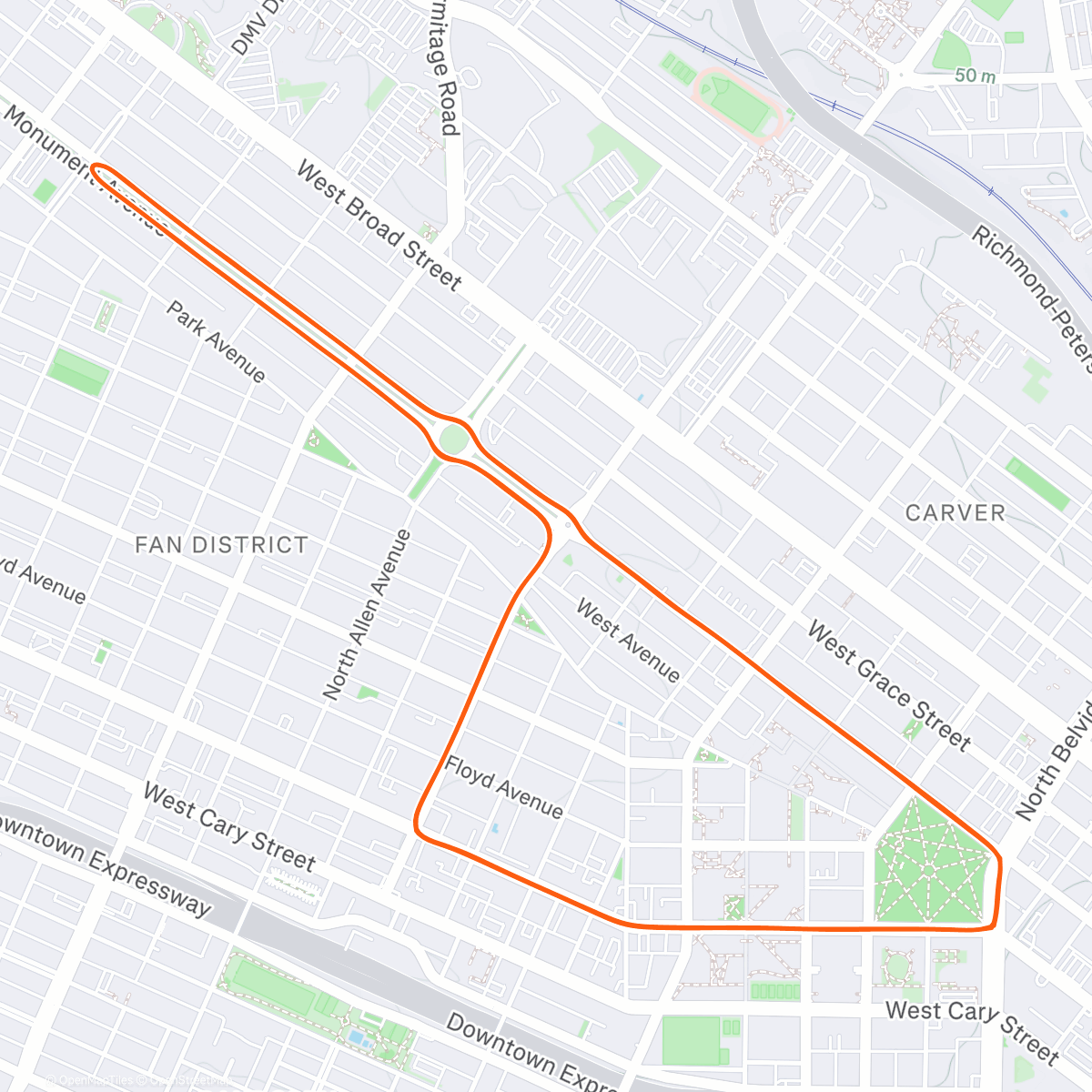 Map of the activity, Zwift - The Fan Flats in Richmond