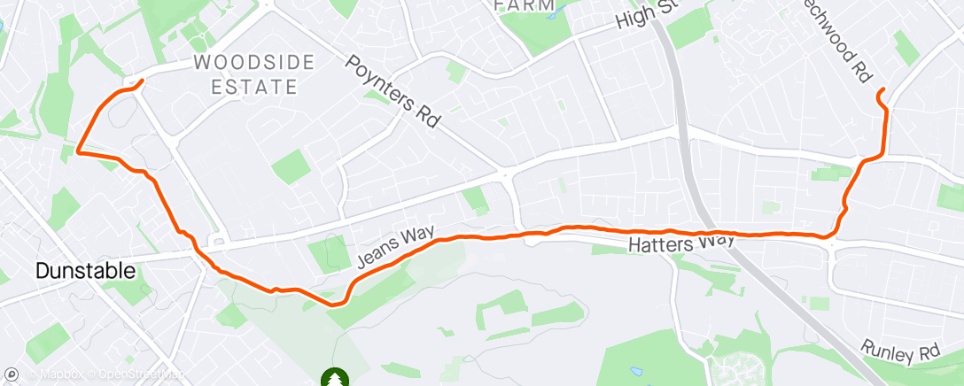 Map of the activity, Afternoon Run - White Lion Busway route