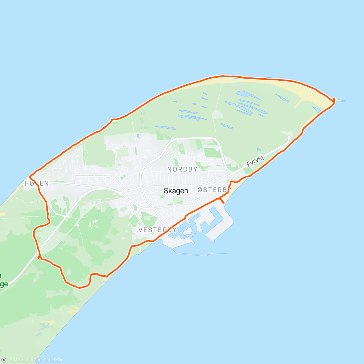 Map of the activity, Skagen: mostly sand