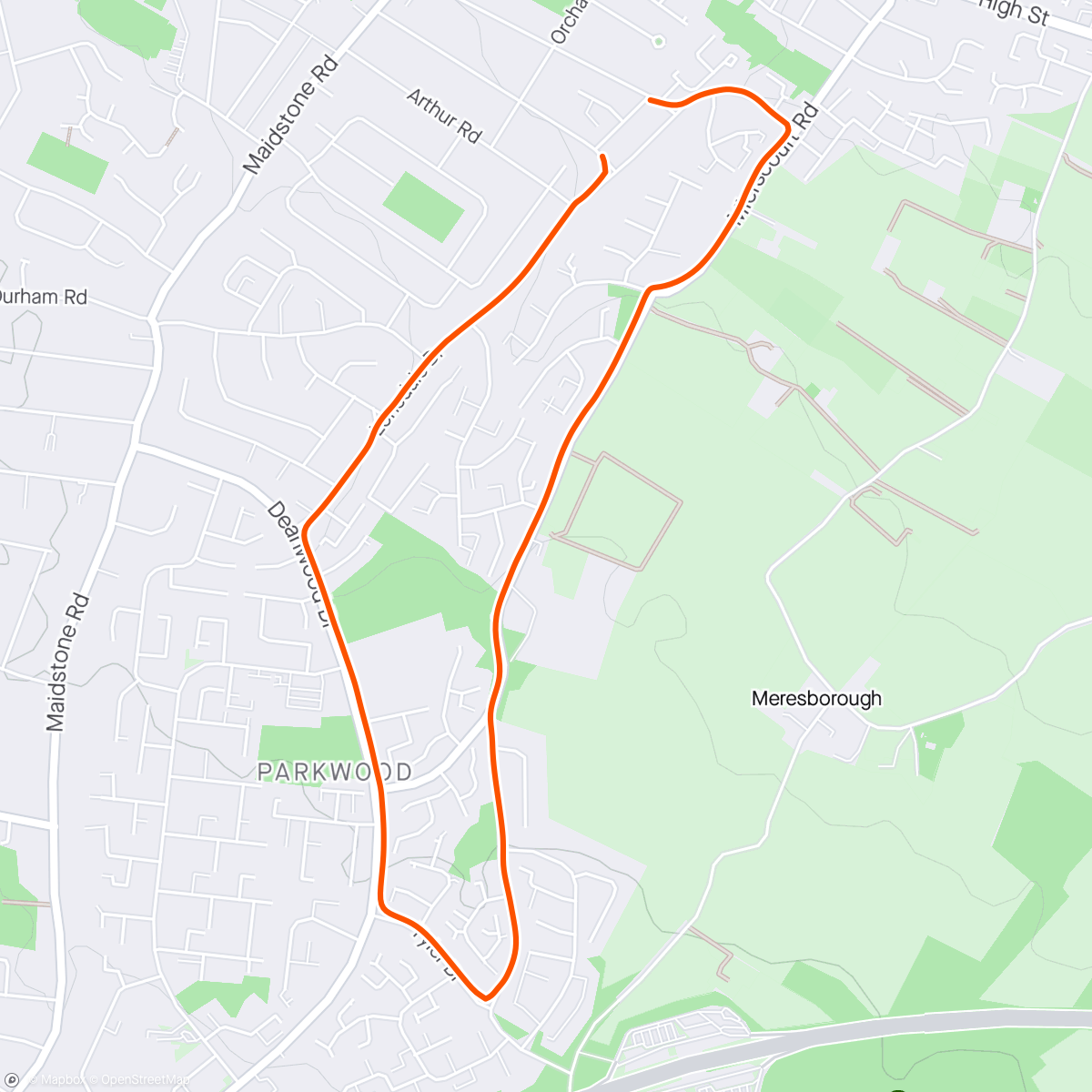 Map of the activity, Evening Run 6