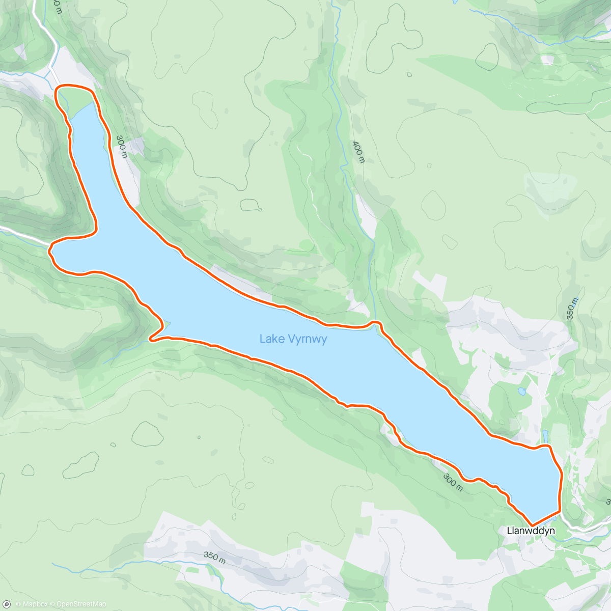 Map of the activity, Run off bike Lake Vyrnwy week 2! 🏃🏽‍♀️☀️