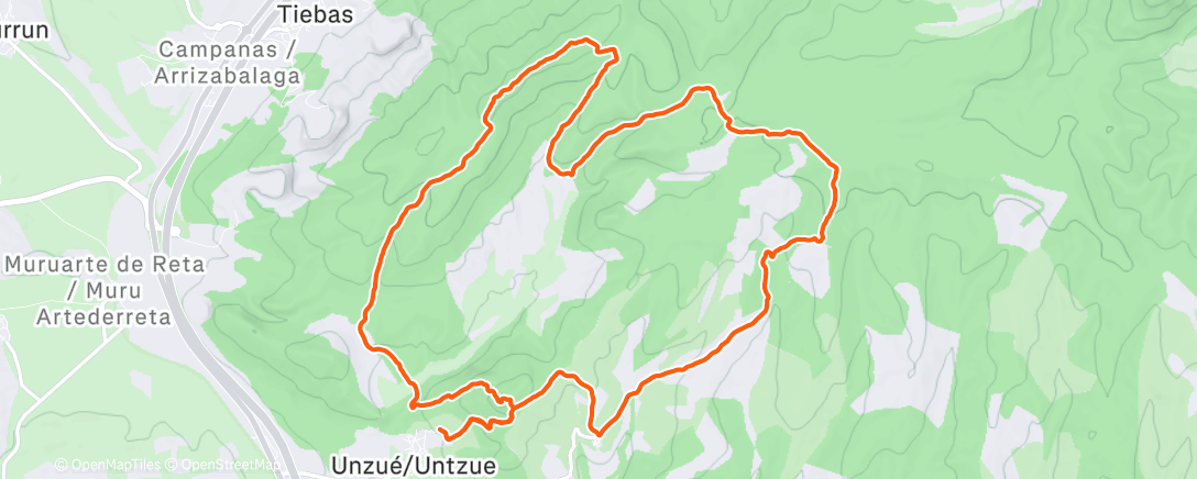Map of the activity, Carrera de montaña matutina