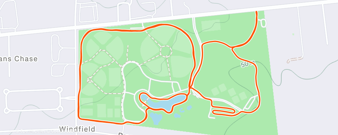 Map of the activity, Evening Run