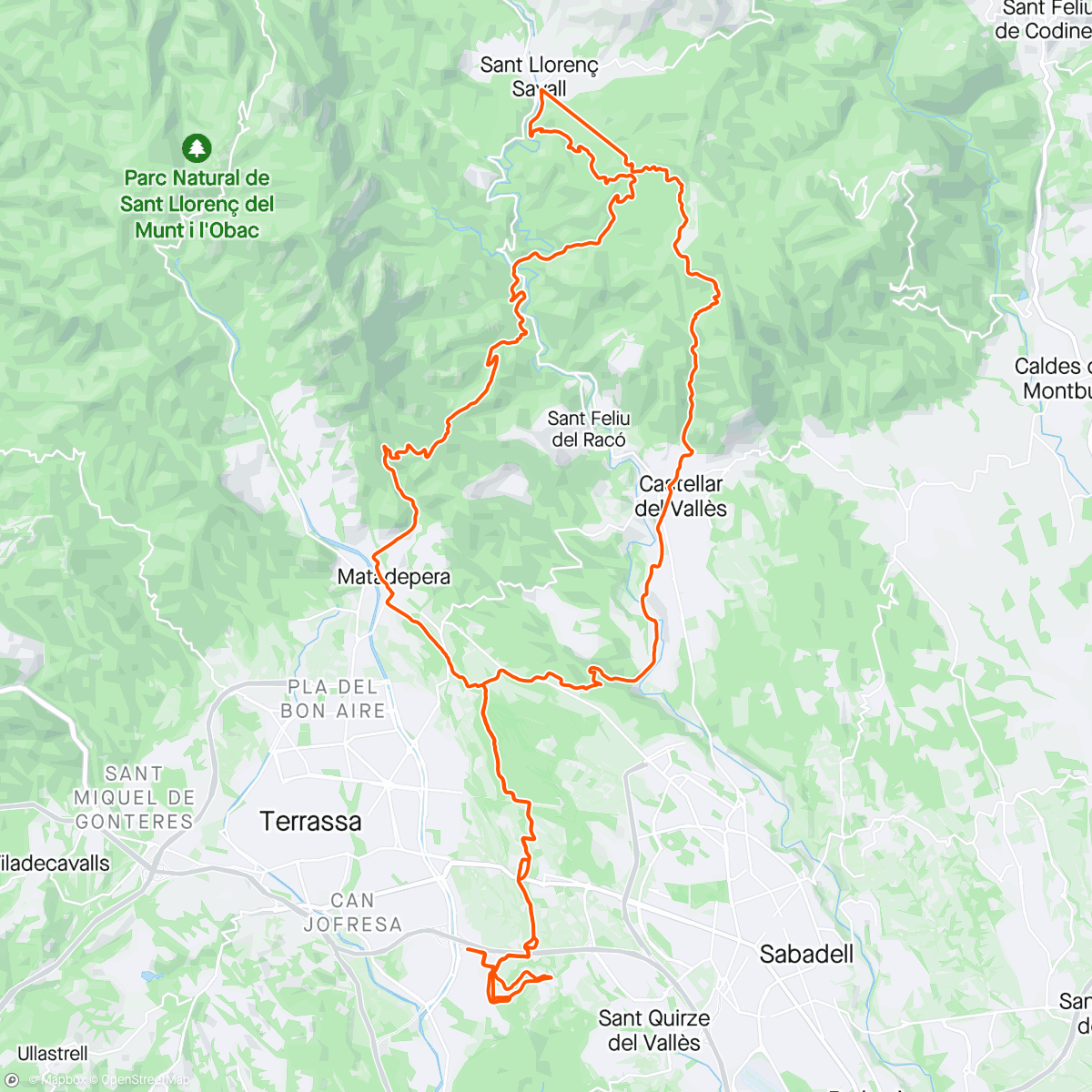 Map of the activity, Salida en grupeta con los de San Celoni