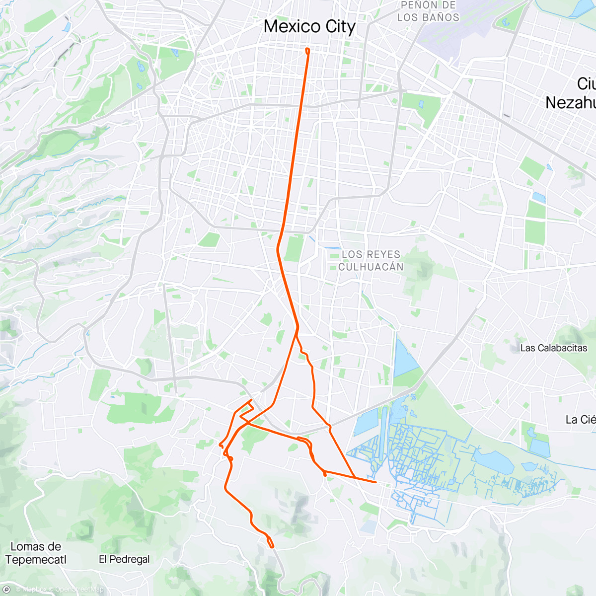 Karte der Aktivität „Tlalpan/Xochimilco/Zócalo/Caseta”