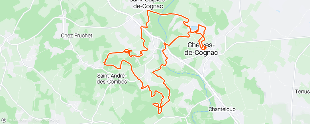 Map of the activity, Trail de la Folle Blanche
Cherves de Richemont