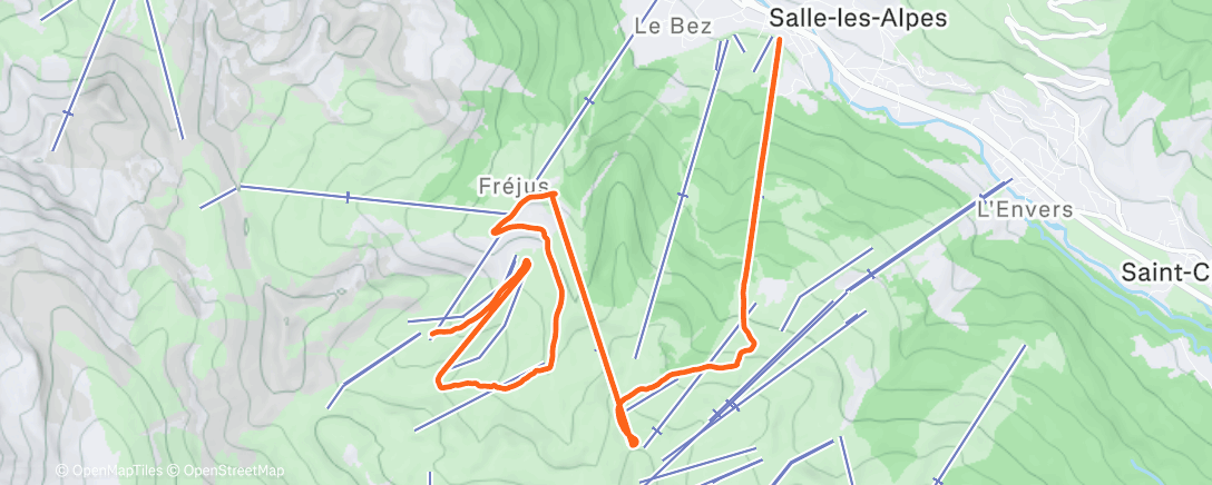 Map of the activity, Ski alpin dans l'après-midi