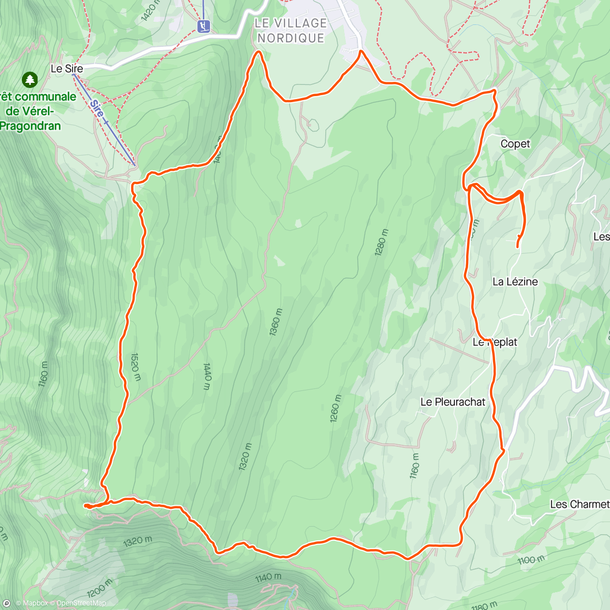 Map of the activity, Croix du nivolet avec Flo dans 10/15 cm de neiges