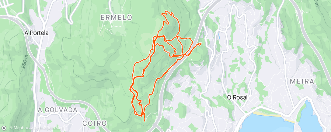 Map of the activity, Bicicleta de montaña eléctrica a la hora del almuerzo