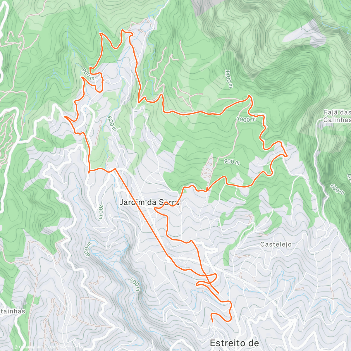Map of the activity, Trail engripado