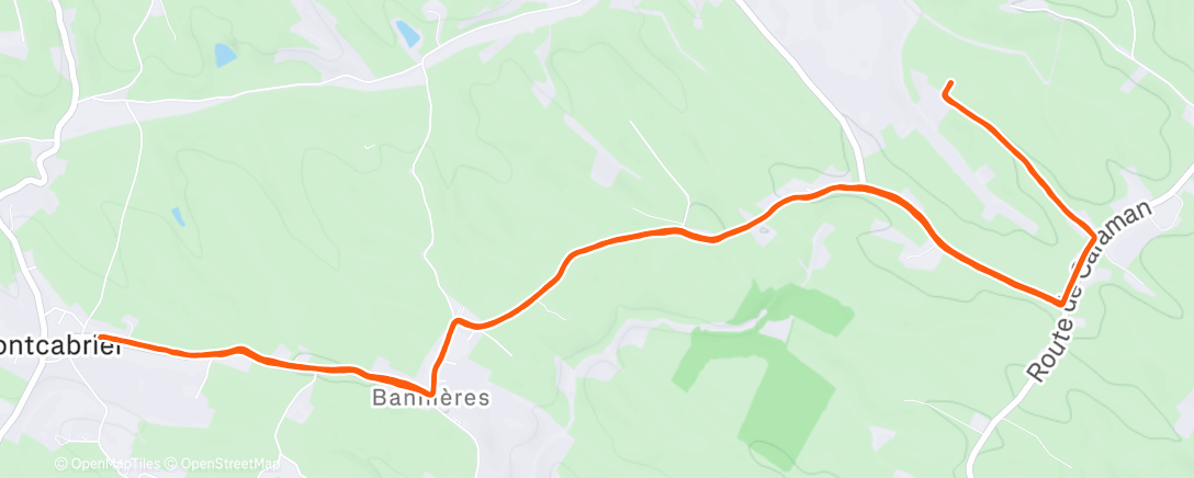 Map of the activity, Trail le midi