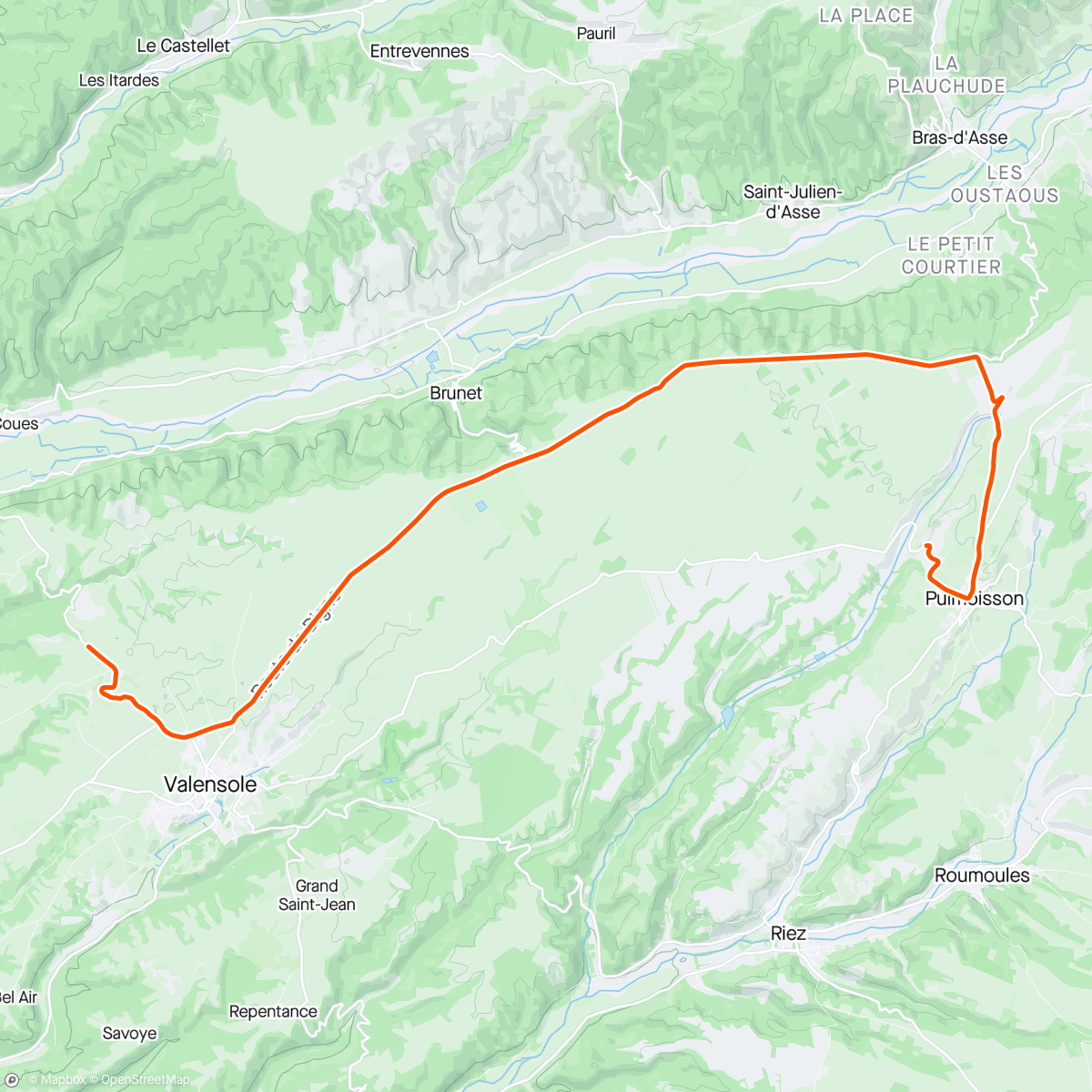 Map of the activity, ROUVY - Anaerobní 52min