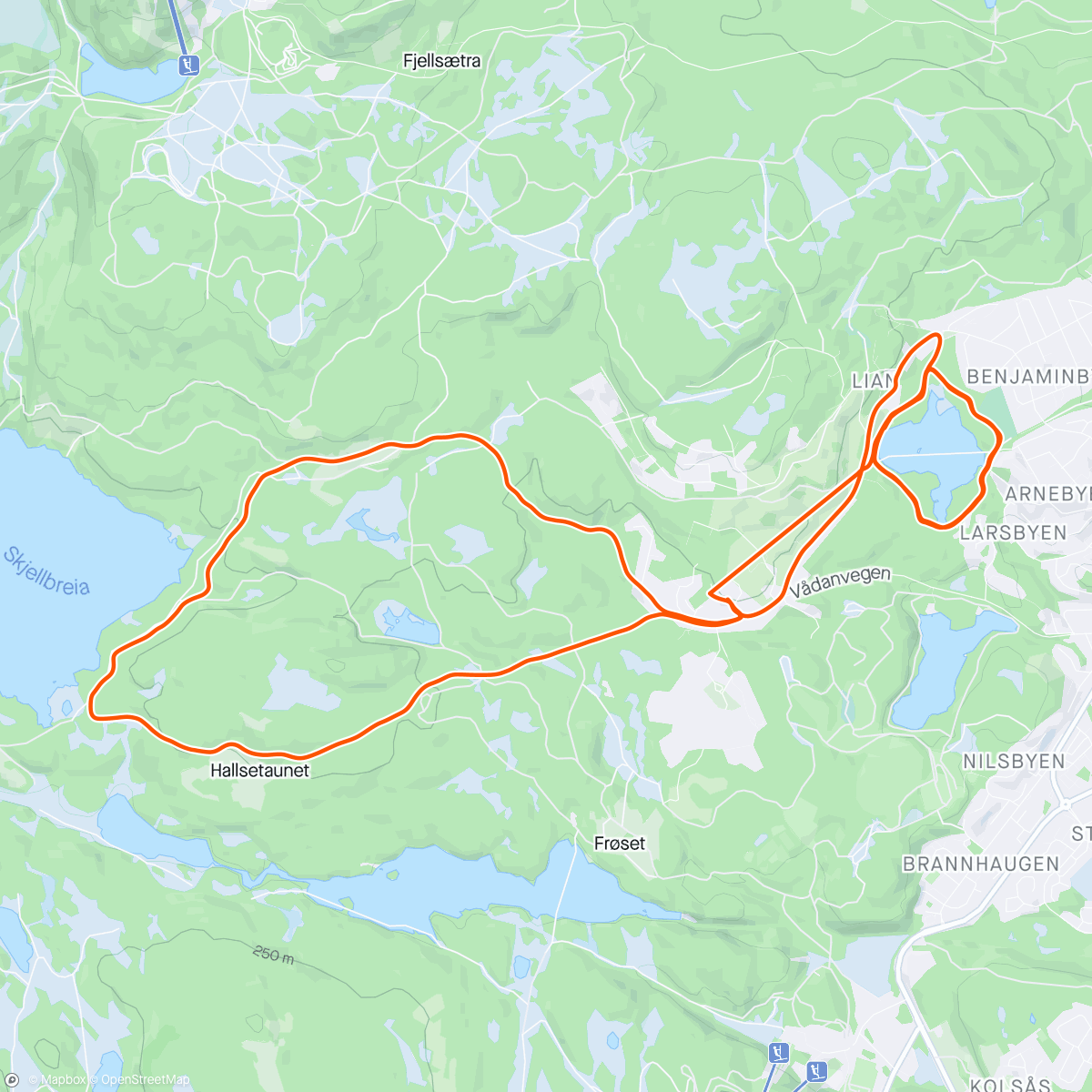 Map of the activity, Storfurua with baby jogger + 3x tempo around Lianvann