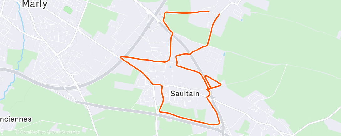 Map of the activity, Course à pied le matin