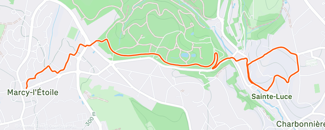 Карта физической активности (QPJ4+QFP Marcy-l'Étoile - Charbonnières-les-Bains)