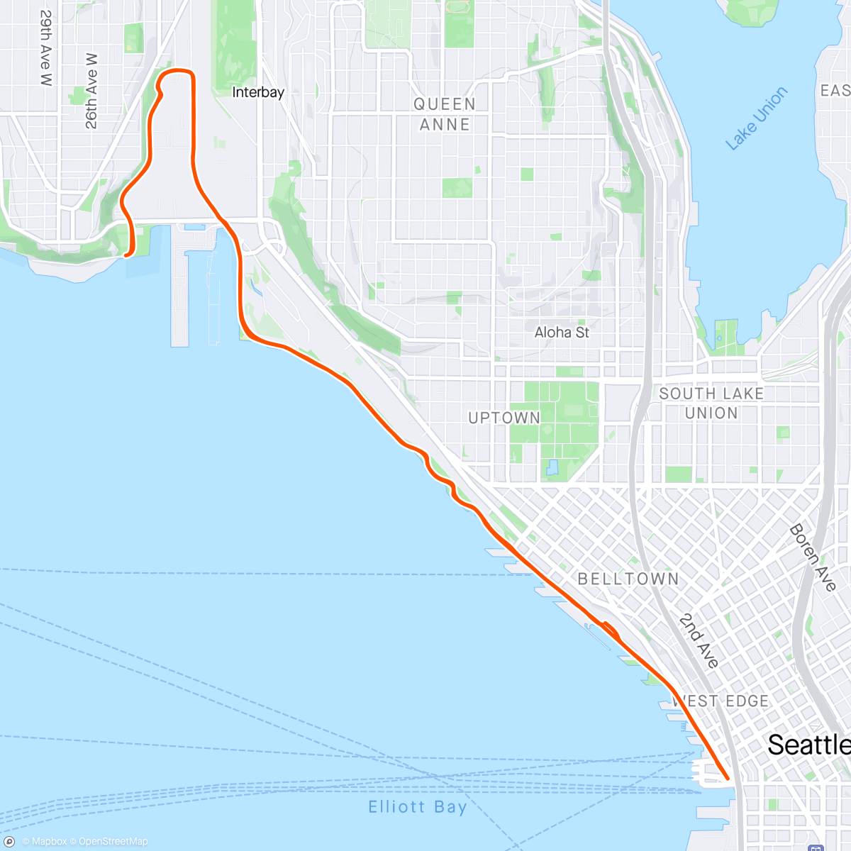 Map of the activity, Waterfront workout