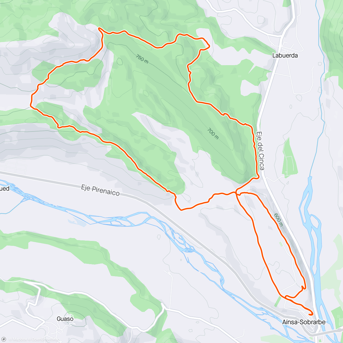 Map of the activity, Gran trail sobrarbe 2024 corta