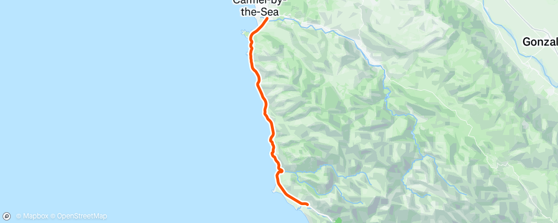 Map of the activity, Run_Big Sur 21-miler