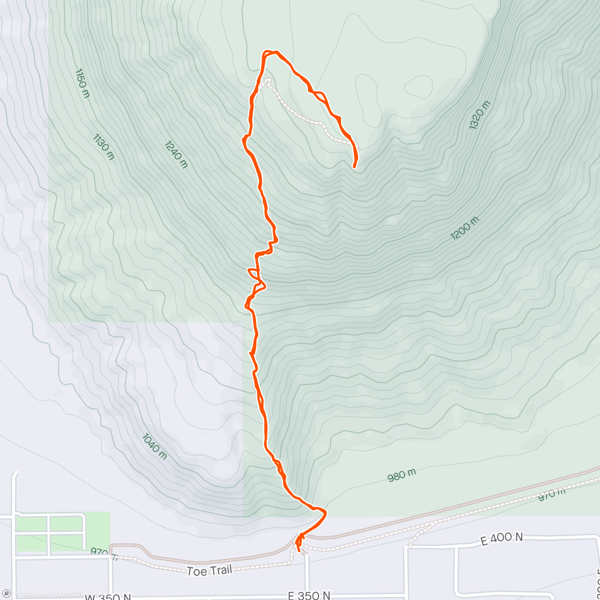 Map of the activity, Red Mountain hike for Mom's 70th birthday