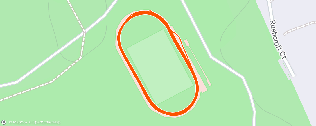 Map of the activity, 800m Wu,5x800m with 400m recovery