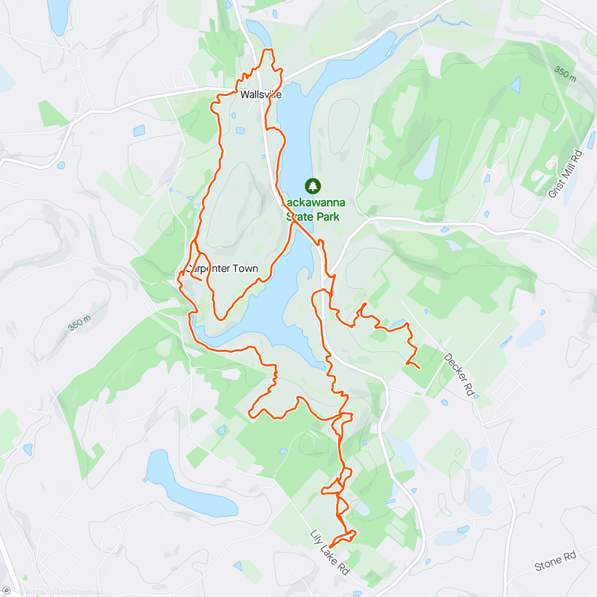 Map of the activity, Saturday ride around the lake
