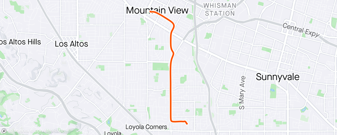 Map of the activity, Commute back from swim