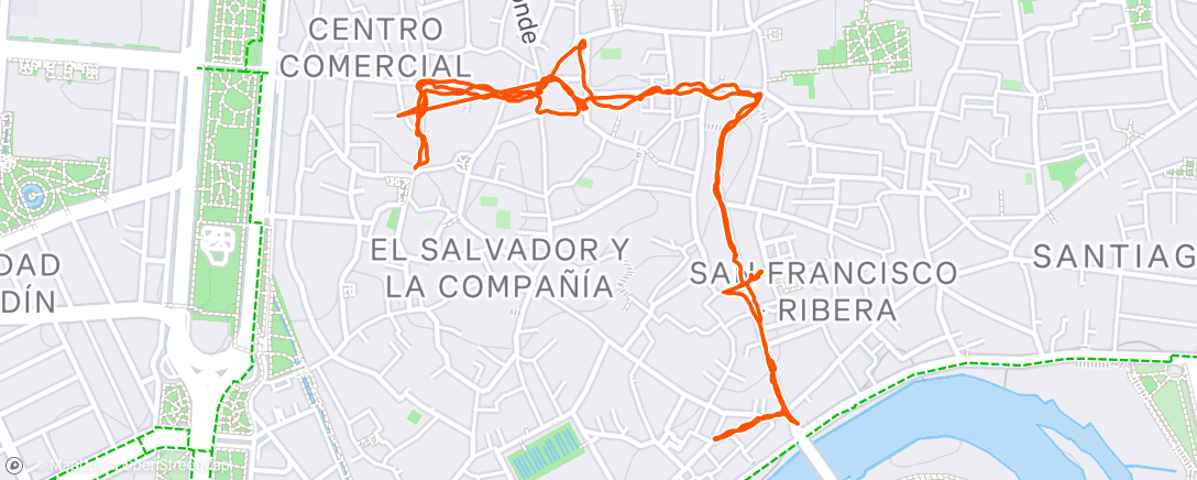 Map of the activity, Caminata de noche