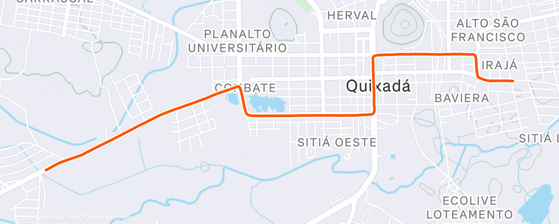 Map of the activity, Passeio/transporte Quixadá