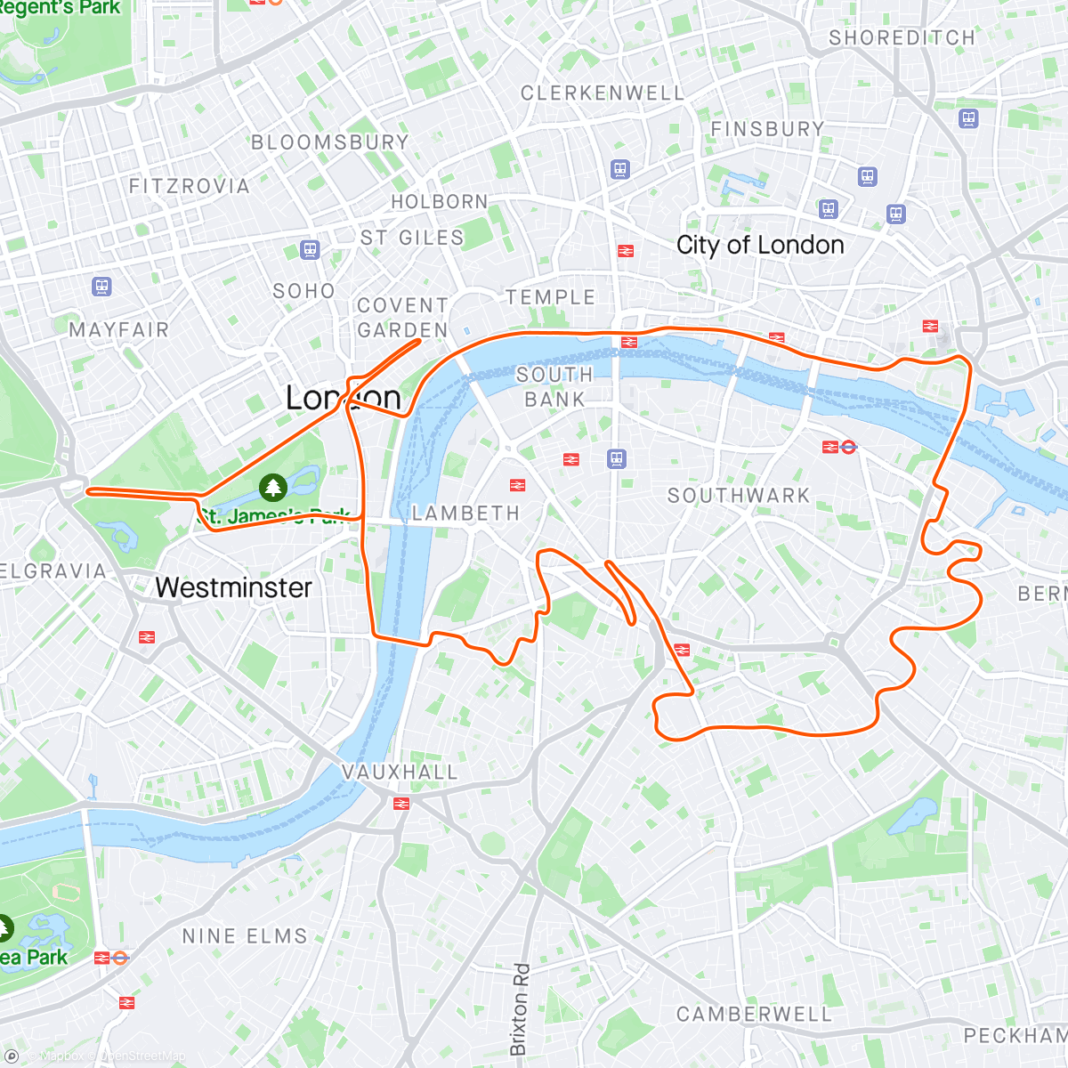 Mapa de la actividad, Zwift - Sweetspot fraccionado in London