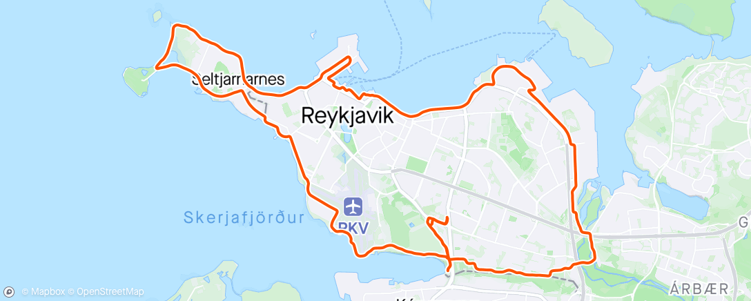 Map of the activity, Reykjavík réttsælis - 1. túr ársins á götuhjóli