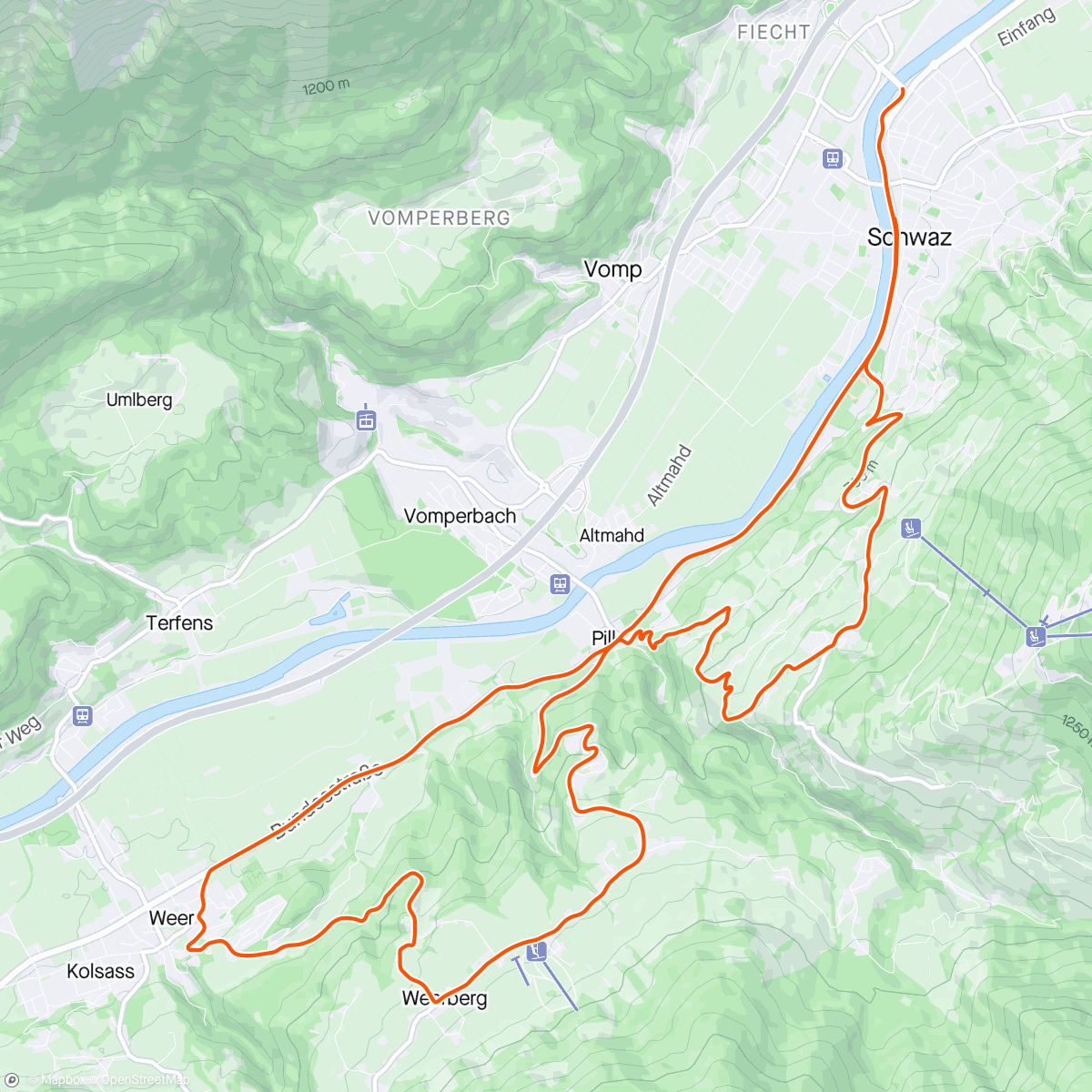 アクティビティ「ROUVY - Tour of the Alps 2024 | Stage 3 - Schwaz」の地図