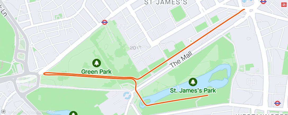 アクティビティ「Zwift - 6 x 1 min run / 4 min walk in London」の地図