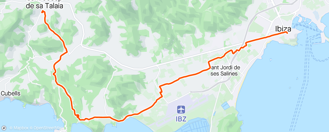 Karte der Aktivität „Ibiza Half Marathon | 1hr 49m 39s”