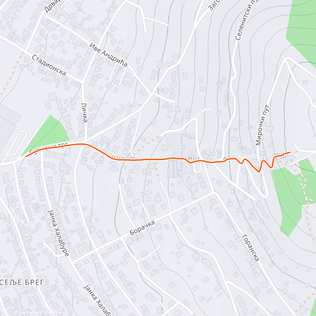Map of the activity, Vršačka trka uz stepenice