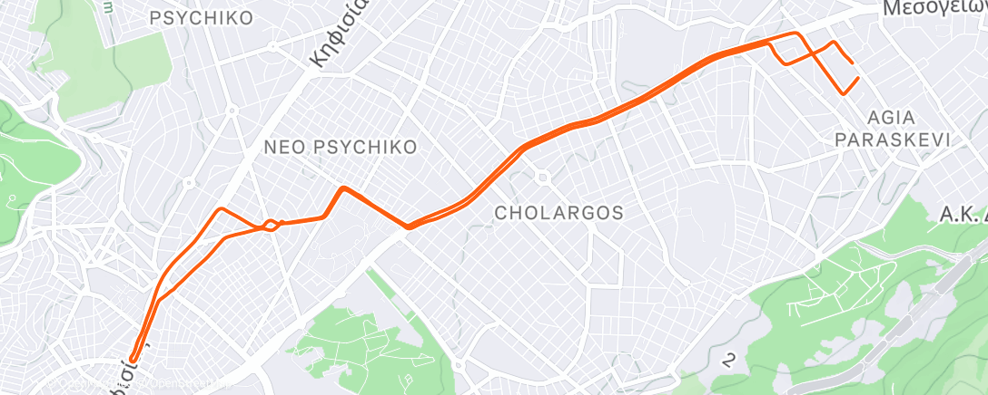 Map of the activity, Evening Ride