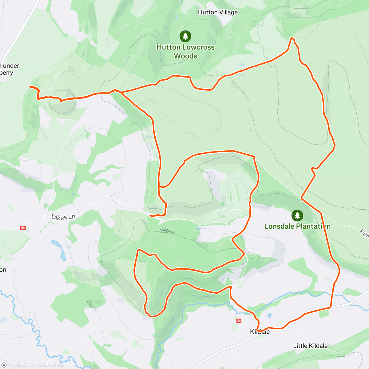 Map of the activity, Roseberry (x2) and Cooks