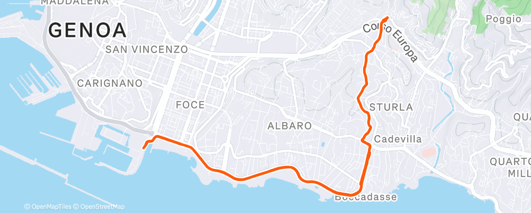 Map of the activity, Corsa mattutina