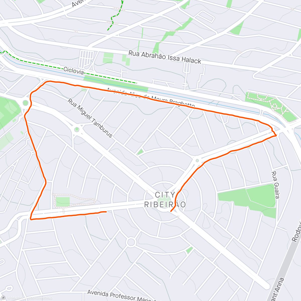 Map of the activity, Caminhada noturna