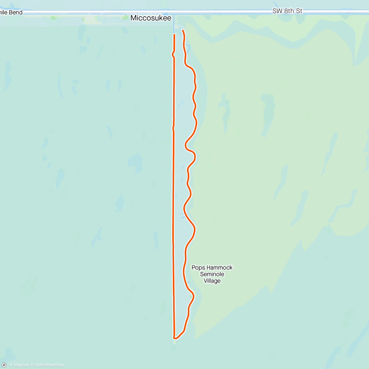 Map of the activity, Morning Ride spotting gators in the everglades