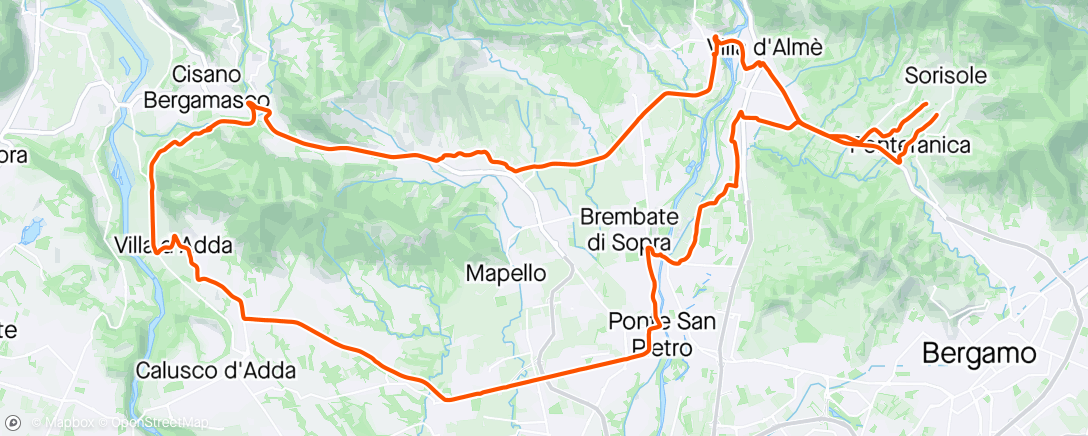 Map of the activity, Ciclismo pomeridiano